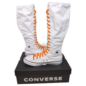 Converse CTAS XXHI M10.5 W12.5 White Orange Canvas Knee High Sneaker Boot NEW